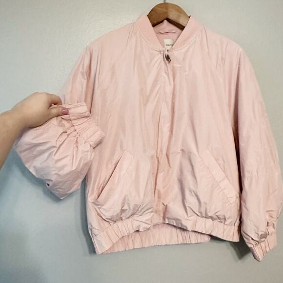 Maeve Light Pink Sheen‎ Bomber Jacket Women's Size Large front zip - Picture 3 of 11